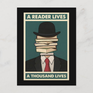 A Reader Lives a Thousand Lives Bibliophile Wisdom Postkarte