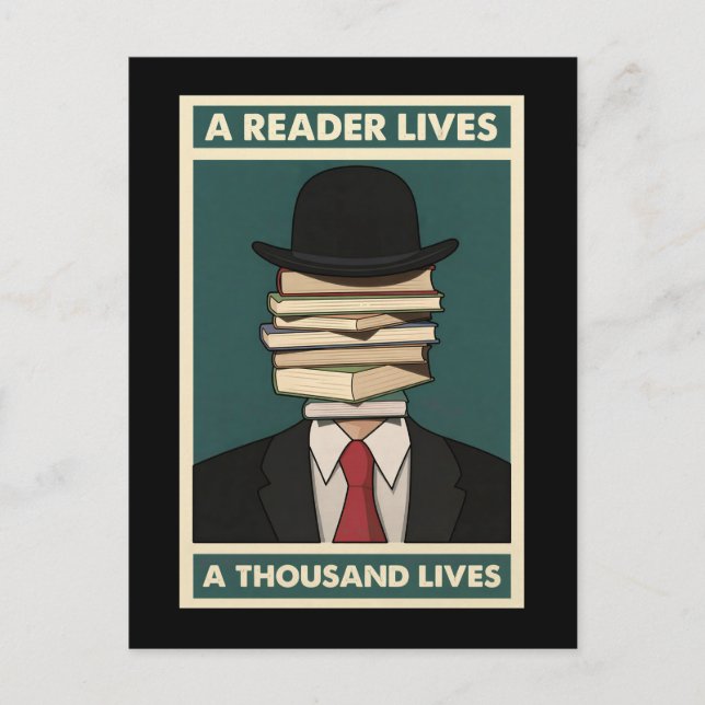 A Reader Lives a Thousand Lives Bibliophile Wisdom Postkarte (Vorderseite)