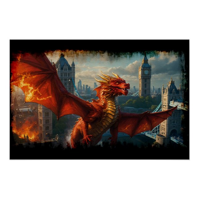 A Red Scottish Dragon Warms London Poster (Vorderseite)