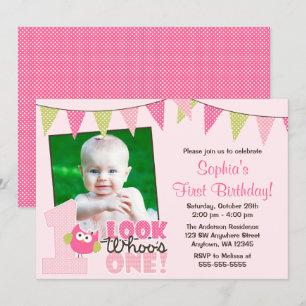 Ă?res invitations d'anniversaire de photo de hibou