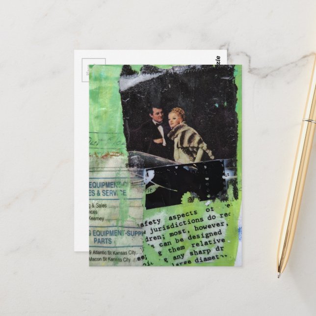 A Retro Couple Collage Postkarte (Vorderseite/Rückseite Beispiel)