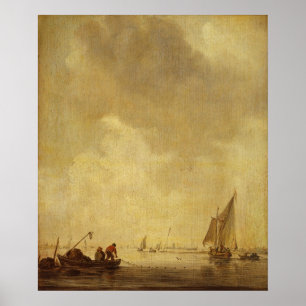 A River Scene, with Fishermen Laying a Net, 1638 Poster