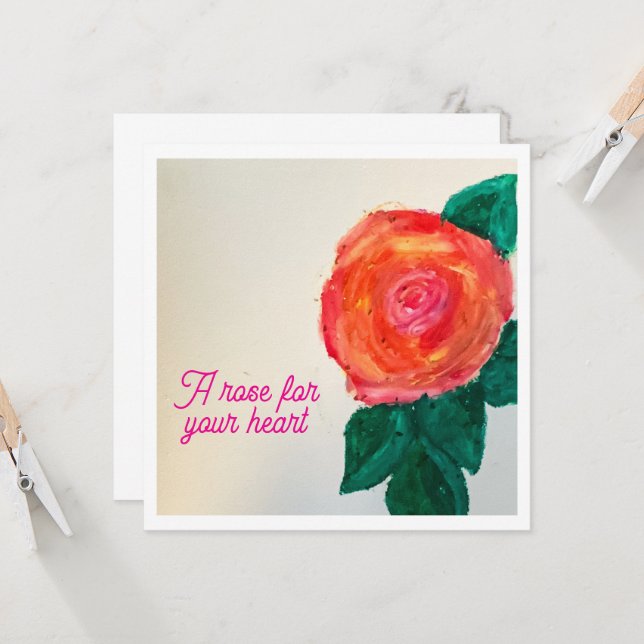 A Rose For Your Heart Karte (Vorderseite/Rückseite Beispiel)