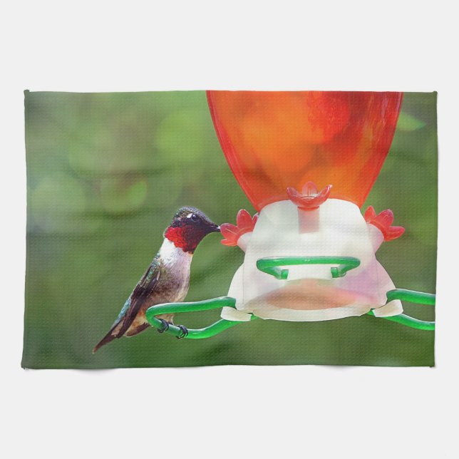 A Ruby Throated Hummingbird Geschirrtuch (Horizontal)