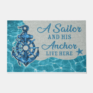 A Sailor And His Anchor Live Here Fußmatte