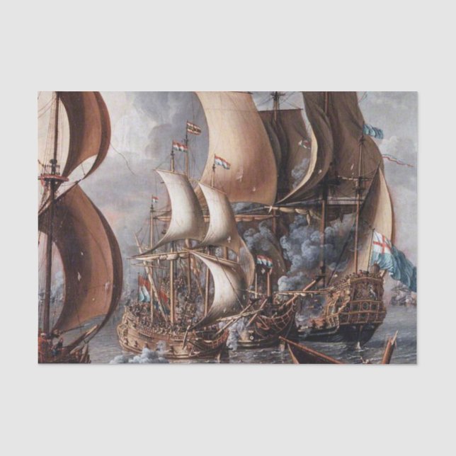 "A Sea Fight" von Lorenzo a Castro Seidenpapier (Vorderseite)