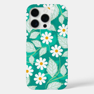 A seamless floral pattern features white daisies iPhone 16 pro hülle
