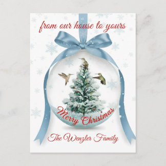 A Serene Winter Scene of Hummingbirds Design Postkarte