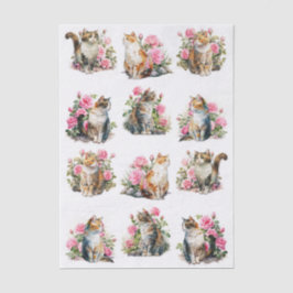 A Set of Watercolor Cats (Left & Right Facing) Seidenpapier