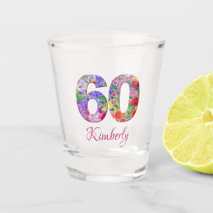 A Shot 60e anniversaire élégante fleurs florales verre ab