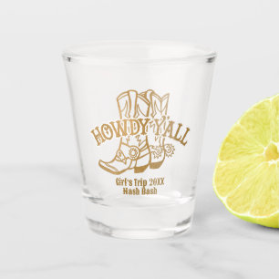 A Shot Bottes de cowboy en or Western Howdy Y'all Verre à