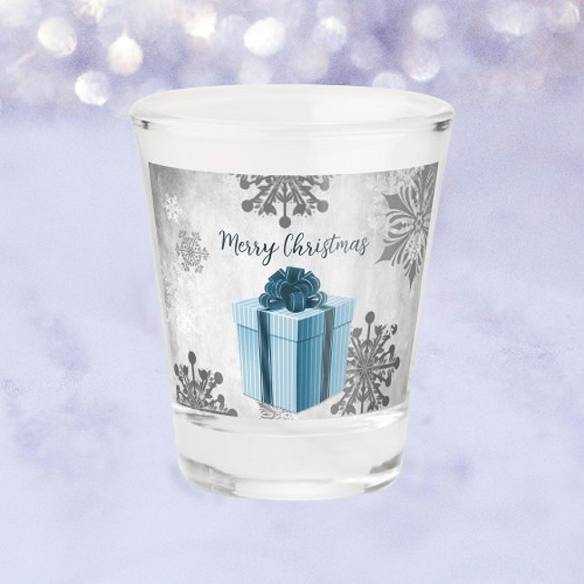 A Shot Cadeau de Noël bleu Verre de Noël (Blue Christmas Gift Holiday Shot Glass)