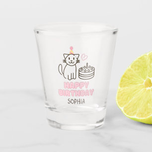 A Shot Chat adorable dans un verre Casquette d'anniversai