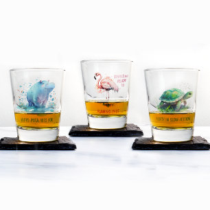 A Shot Chic Cadeau Aquarelle Bleu Hippo - Verre