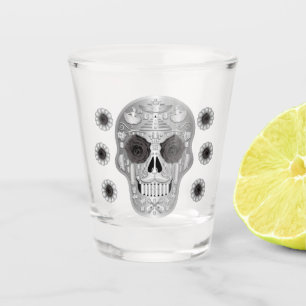 A Shot Chrome Calavera (Rose noir) Verre de tir