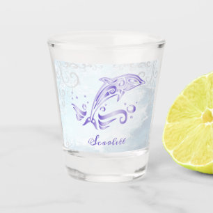 A Shot Dolphin pourpre Verre de tir personnalisé