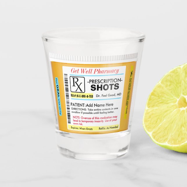 A Shot Drôle Verre de prise d'ordonnance RX (Devant)