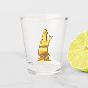 A Shot Golden Wolf Tête en verre