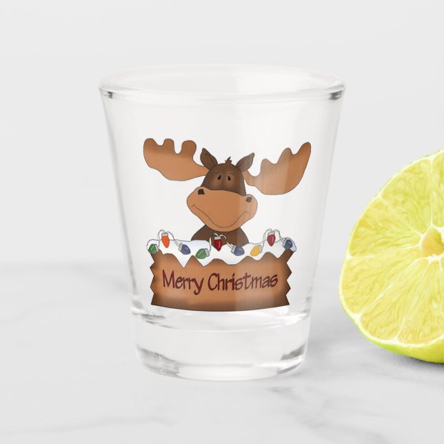 A Shot Joyeux verre de tir d'orignal de Noël (Devant)