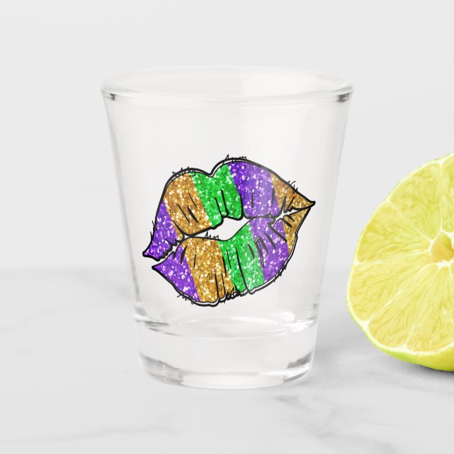 A Shot Mardi Gras Baiser Verre de tir (Devant)