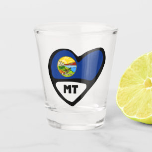 A Shot Montana, MT Drapeau D'État En Coeur, Verre Tiré