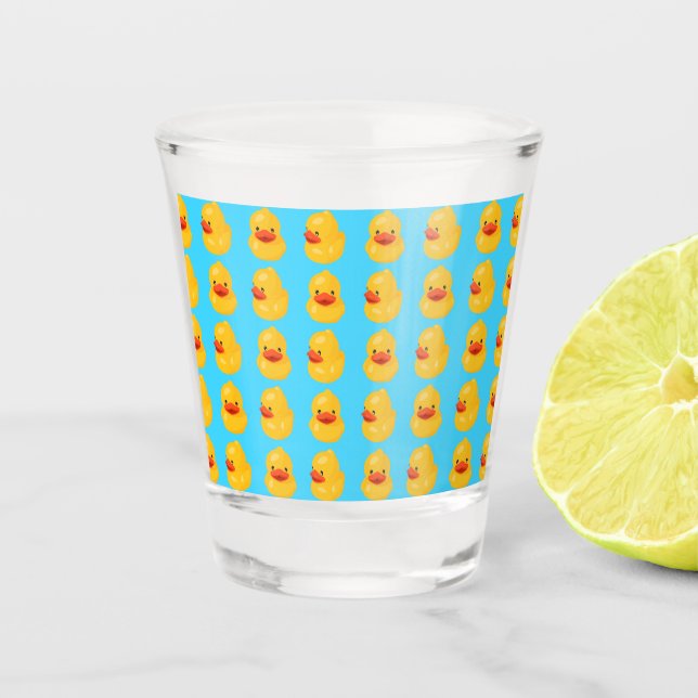 A Shot Motif de canard en caoutchouc bleu Imprimer verre (Devant)