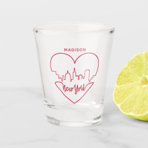 A Shot New York Heart nom personnalisé verre tourné