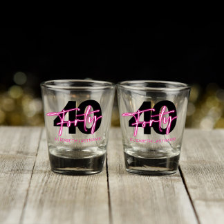 A Shot Noir Neon rose Quarante-40e Anniversaire Verre de
