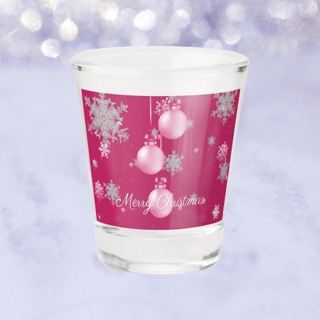 A Shot Ornements de Noël roses Verre de tir (Pink Christmas Ornaments Shot Glass)