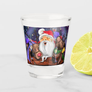 A Shot Père Noël et rennes Drôle Verre de Noël