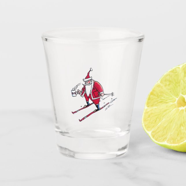 A Shot Père Noël Skiing verre transparent (Devant)