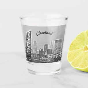 A Shot Tiré du verre à liqueur de Cleveland BW