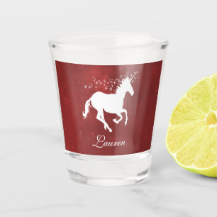 A Shot Unicorne rouge verre de tir personnalisé