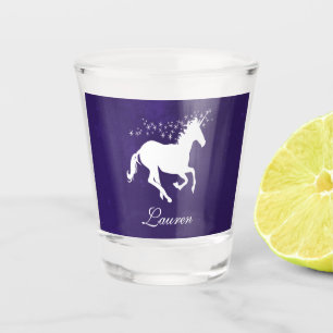 A Shot Unicorne violette verre de tir personnalisé