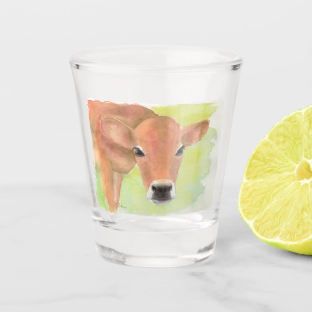 A Shot Verre à liqueur de vache à aquarelle (Devant)