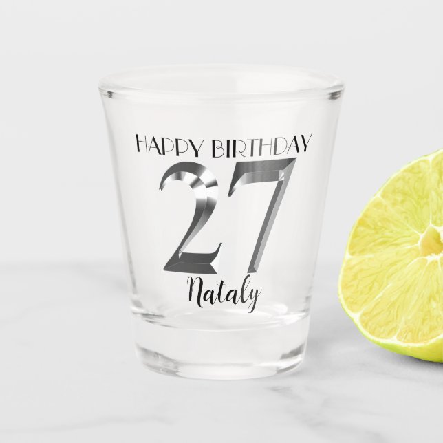 A Shot Verre de 27e anniversaire en argent métallique (Devant)