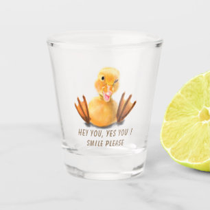 A Shot Verre de tir de canard jaune amusant - Texte perso