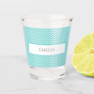A Shot Verre de tir personnalisé turquoise simple Chevron