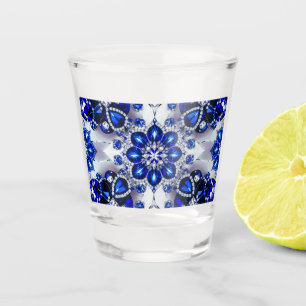A Shot Verre pris aux couleurs Bleues Blanches