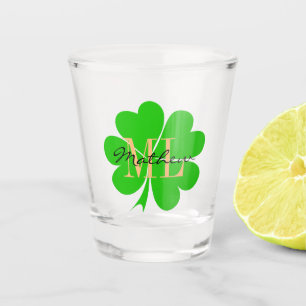 A Shot Verre Trèfle, Trèfle Chanceux Irlandais, monogramm