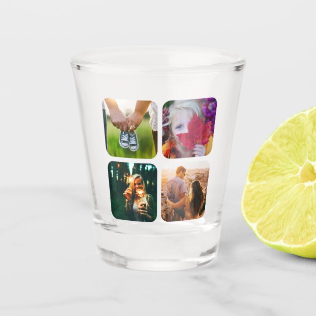 A Shot Vos 4 Photos Arrondi Modèle de verre de tir (Devant)