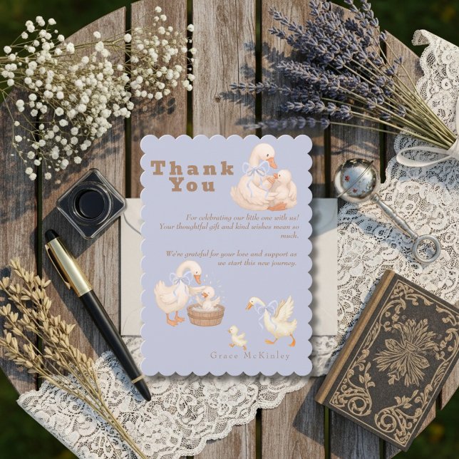 A Silly Goose Blue Baby shower Dankeskarte (A Silly Goose Blue Baby shower Thank You Card)