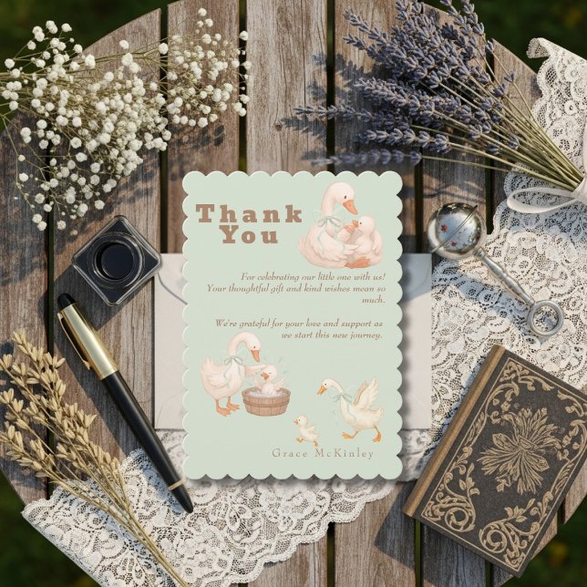 A Silly Goose Green Baby shower Dankeskarte (A Silly Goose Green Baby shower Thank You Card)