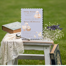 A Silly Goose is Almost Loose Blue Baby Shower Einladung