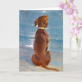 A sitting brown dog by P.S. Kroyer Karte