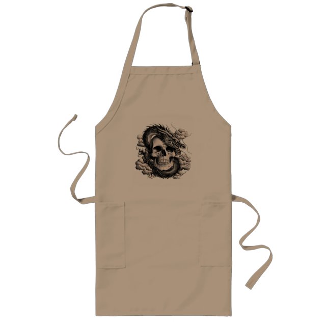 A SKULL AND A DRAGON Long Apron Lange Schürze (Vorne)