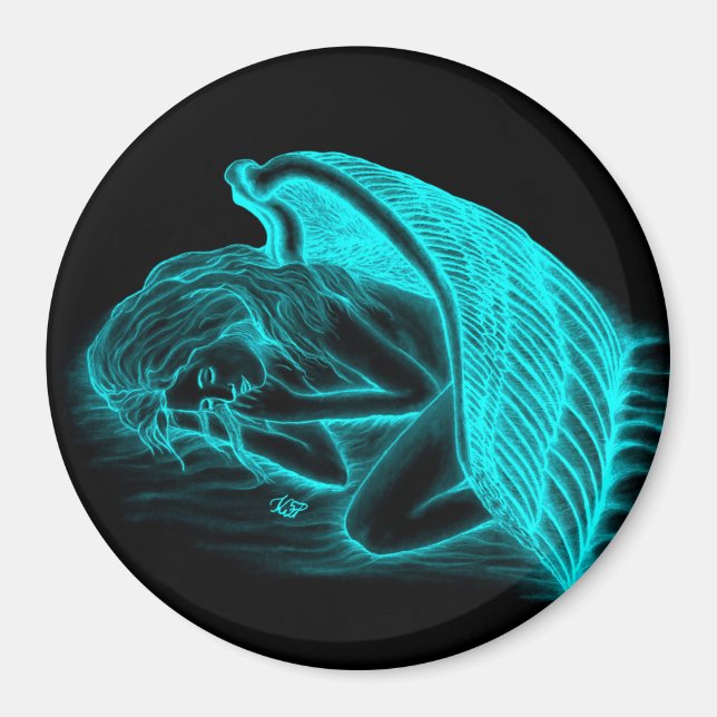 A sleeping Angel , Black and green Design Magnet (Vorne)