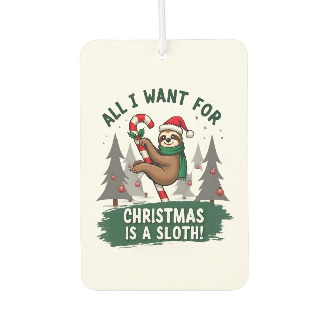 A Sloth For Christmas. Cute, Christmas Sloth With  Autolufterfrischer (Vorderseite)