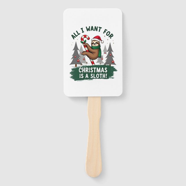 A Sloth For Christmas. Cute, Christmas Sloth With  Fächer (Vorderseite)
