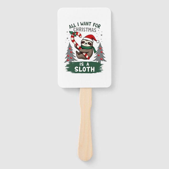 A Sloth For Christmas. Cute, Christmas Sloth With  Fächer (Vorderseite)